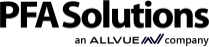 PFA Solutions Allvue logo, white text on dark background showing partnership between companies